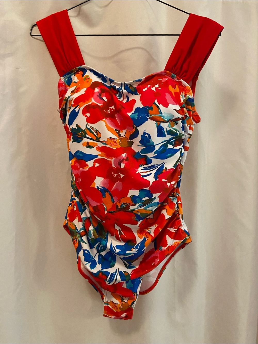 Women’s Floral One-Piece Swimsuit in Red and Multicolor